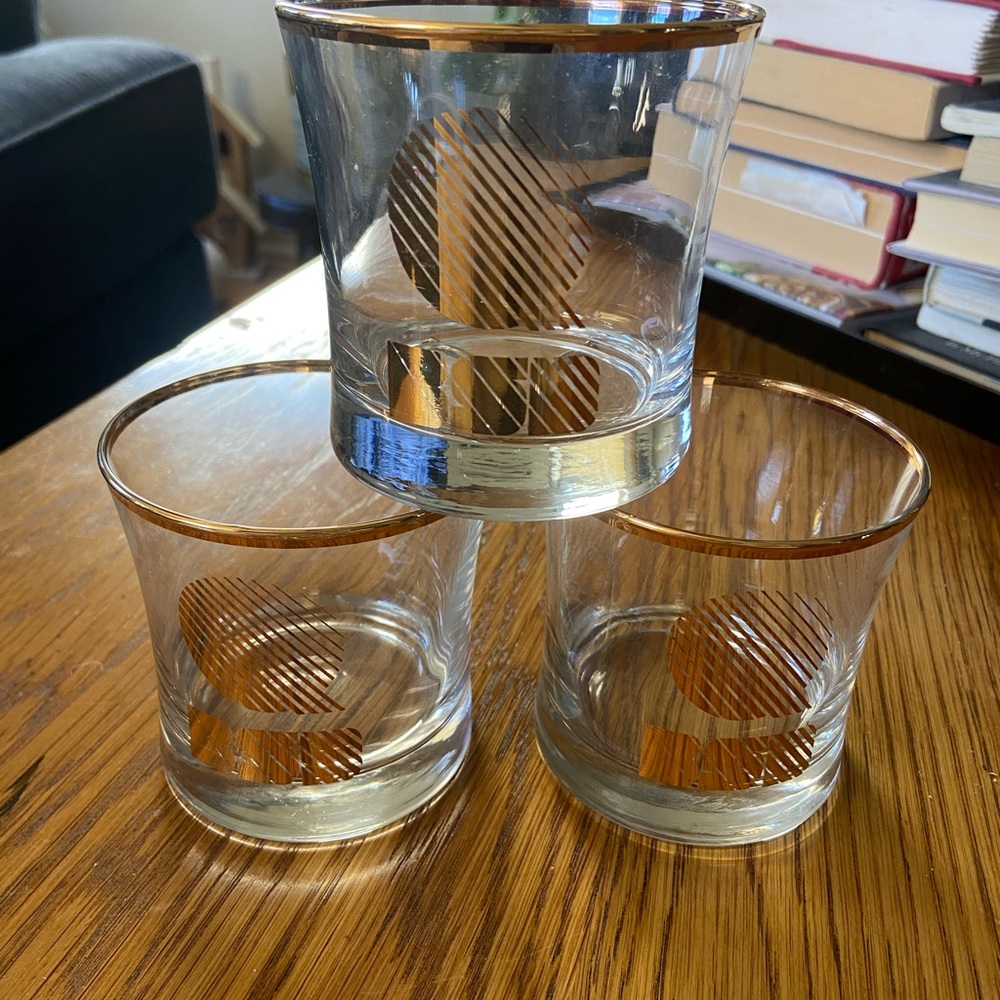 Vintage Gold Rimmed Design Rock Cocktail Glasses